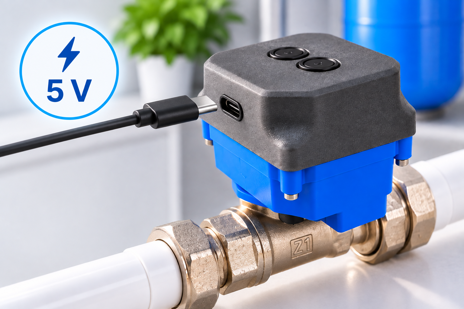 Smart Valve — умный кран с безопасным питанием 5 В через USB-C